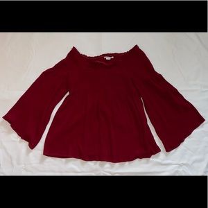 Off the shoulder maroon top